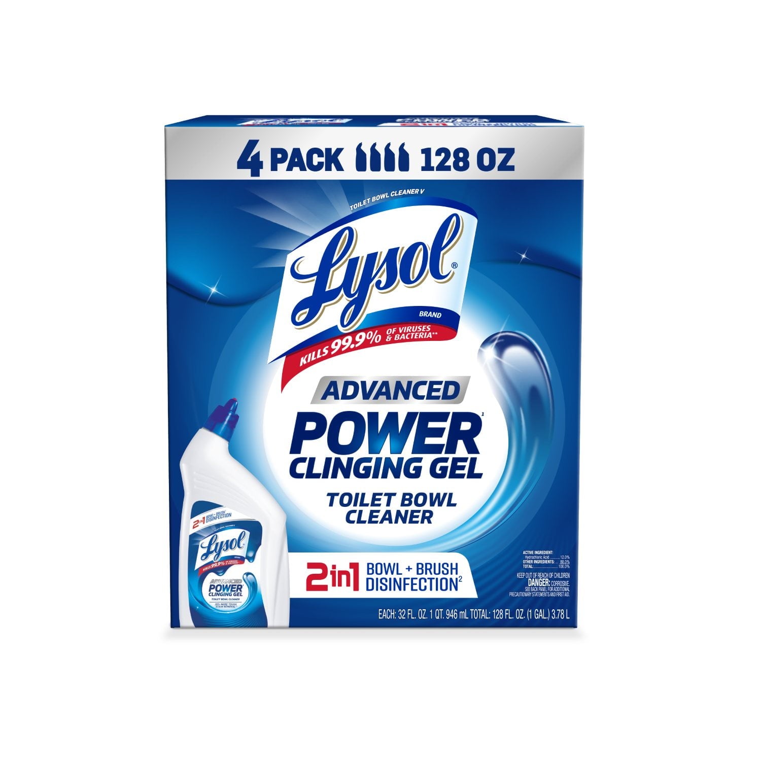 Lysol Advanced Toilet Bowl Gel Cleaner 32 fl oz – 4 Pack