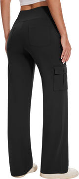 LXP Women’s Black Wide-Leg Yoga Cargo Pants 31-Inch Size Small