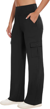 LXP Women’s Black Wide-Leg Yoga Cargo Pants 31-Inch Size Small