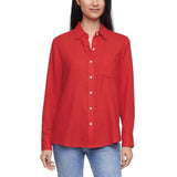 Gap Women's Linen Blend Button-Down Shirt - Red - XXL