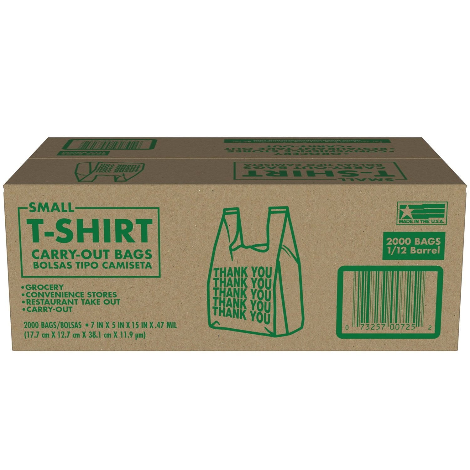 Husky Small T-Shirt Carry-Out Bags, 7" x 5" x 15" (2000 Count)