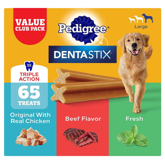 Pedigree Dentastix Large Variety Adult Dog Treats, 3.45 lbs., 65 ct
