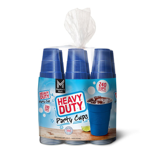 Member's Mark Heavy-Duty Blue Plastic Cups 18 oz – 240 Count