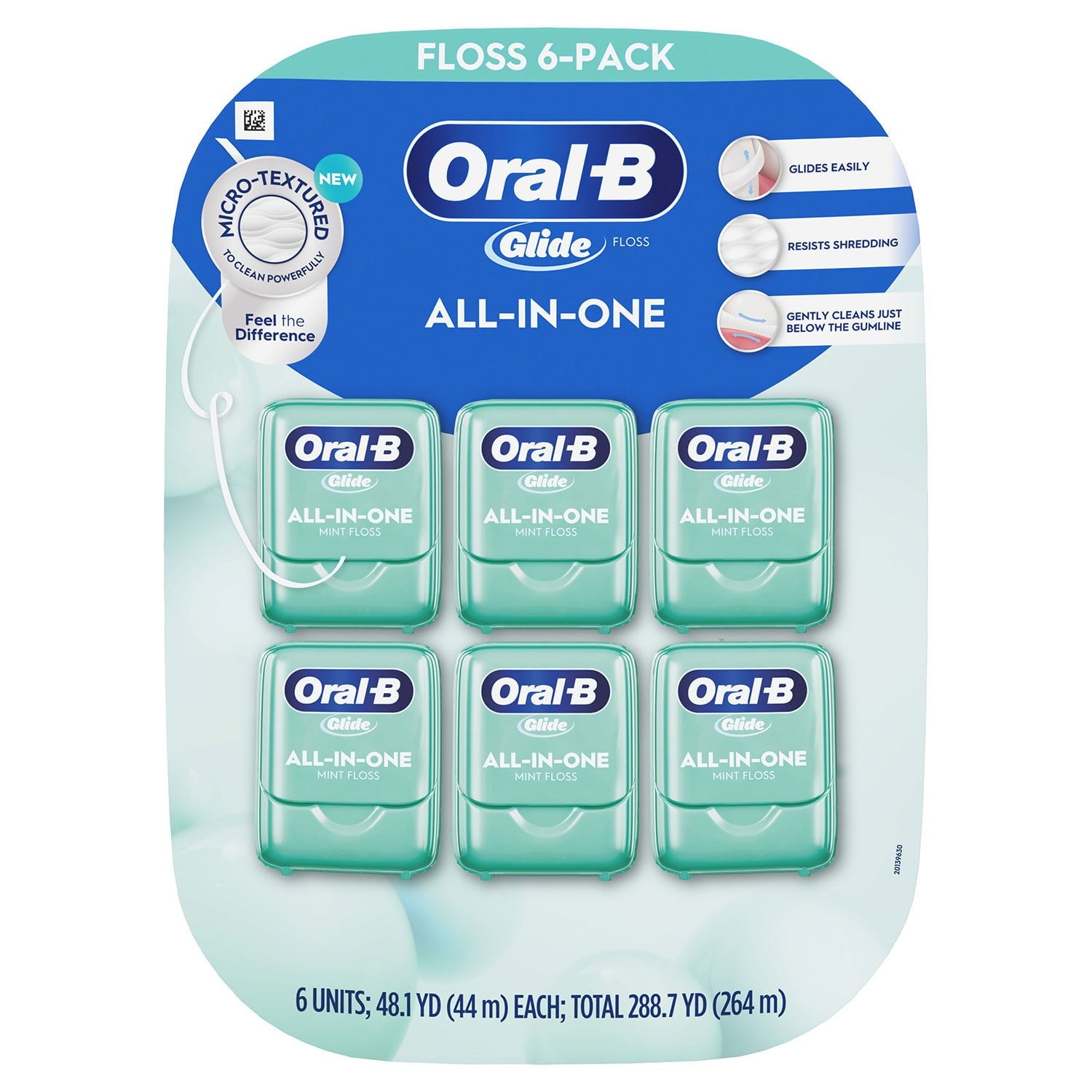 Oral-B Glide All-In-One Mint Flavor Dental Floss, 44 m – 6 Pack