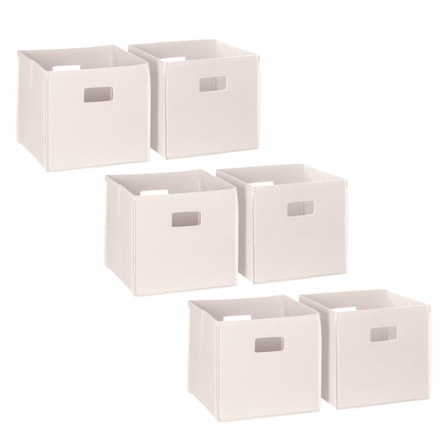 RiverRidge Folding Bins Cube Storage Cubbies, Set of 6 Playroom Organizers - Cream