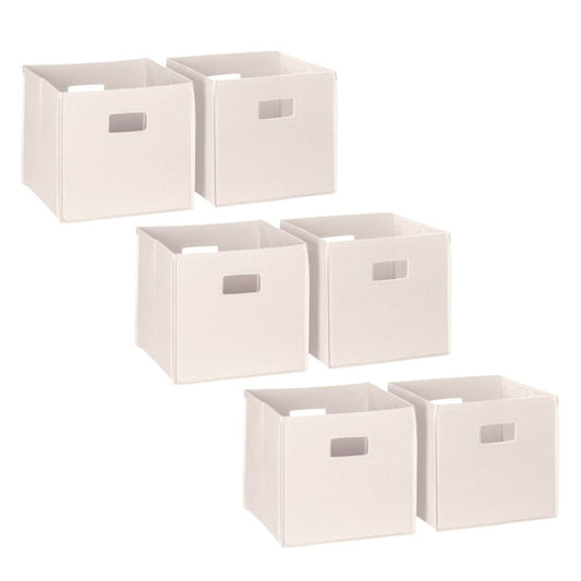 RiverRidge Folding Bins Cube Storage Cubbies, Set of 6 Playroom Organizers - Cream