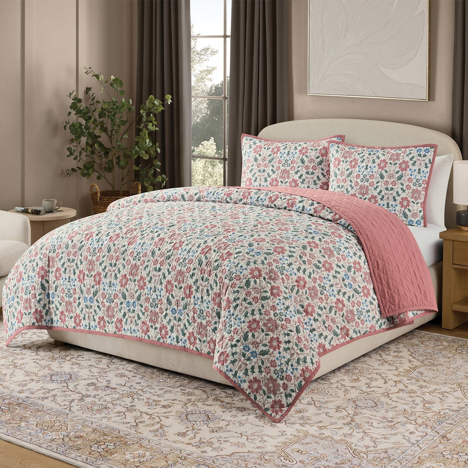 Member's Mark Microfiber Printed Quilt Sets - Mauve - Full/Queen