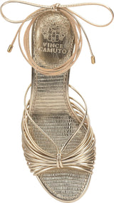 Vince Camuto Lory Ankle Wrap Kitten Heel Sandals - Egyptian Gold (Size 6.5M)