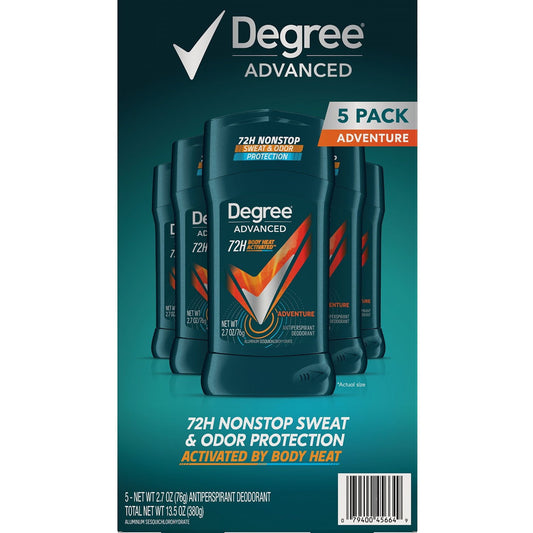 Degree for Men Advanced Protection Antiperspirant, Adventure – 2.7 oz, 5 Pack