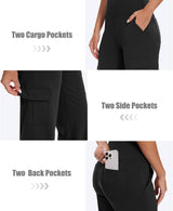 LXP Women’s Black Wide-Leg Yoga Cargo Pants 31-Inch Size Small