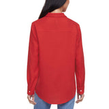Gap Women's Linen Blend Button-Down Shirt - Red - XXL