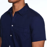 Lands’ End Men's Cotton Linen Button Up - Navy - XXL
