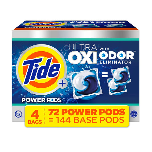 Tide Power PODS + Ultra OXI Laundry Detergent Pacs – 72 Count