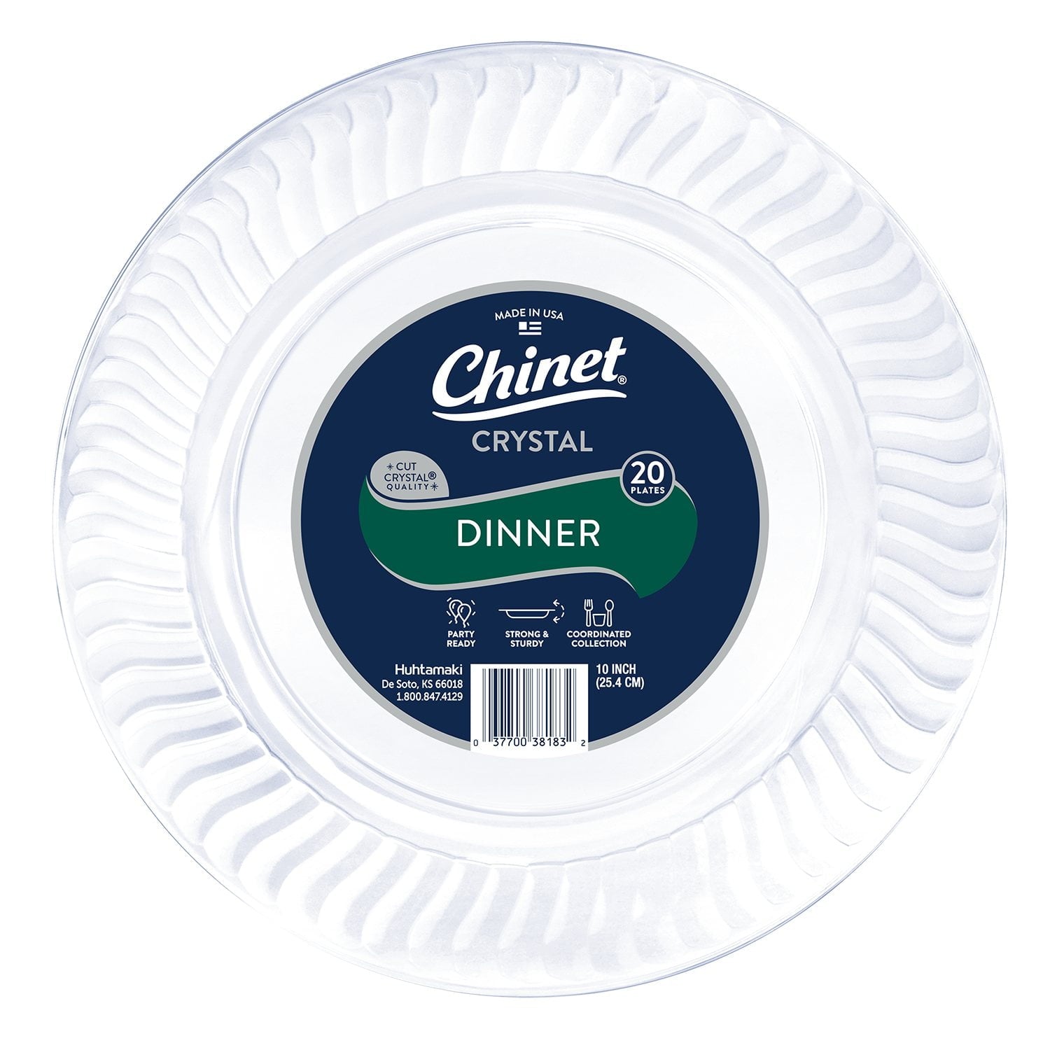 Chinet Crystal Clear Plastic Dinner Plate, 10" 100 Count
