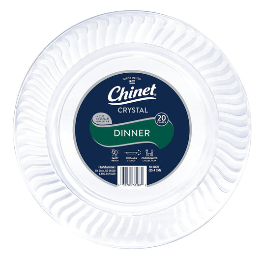 Chinet Crystal Clear Plastic Dinner Plate, 10" 100 Count