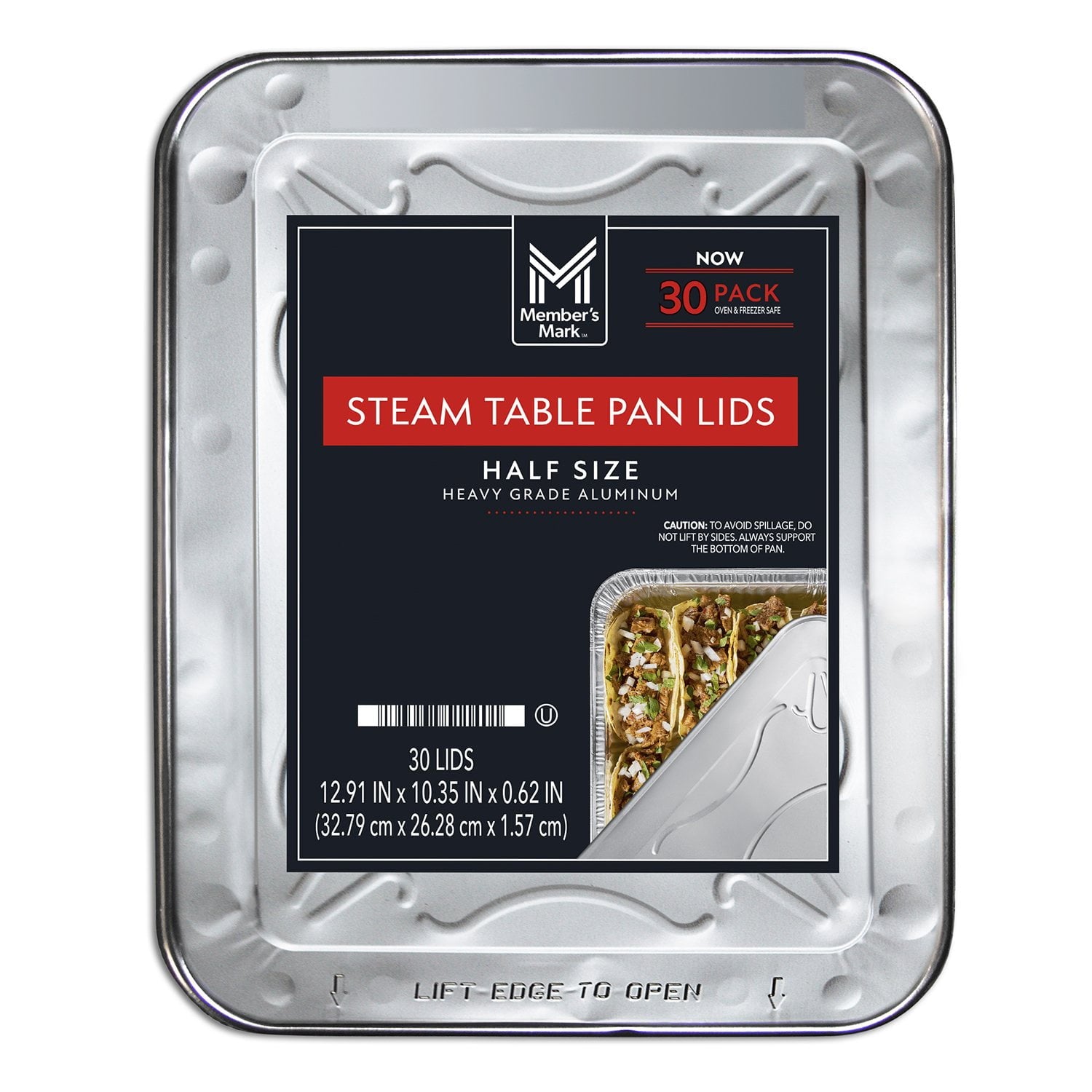 Member's Mark Aluminum Steam Table Lids, Half Size 30 Count