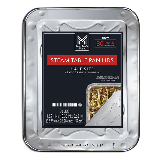 Member's Mark Aluminum Steam Table Lids, Half Size 30 Count