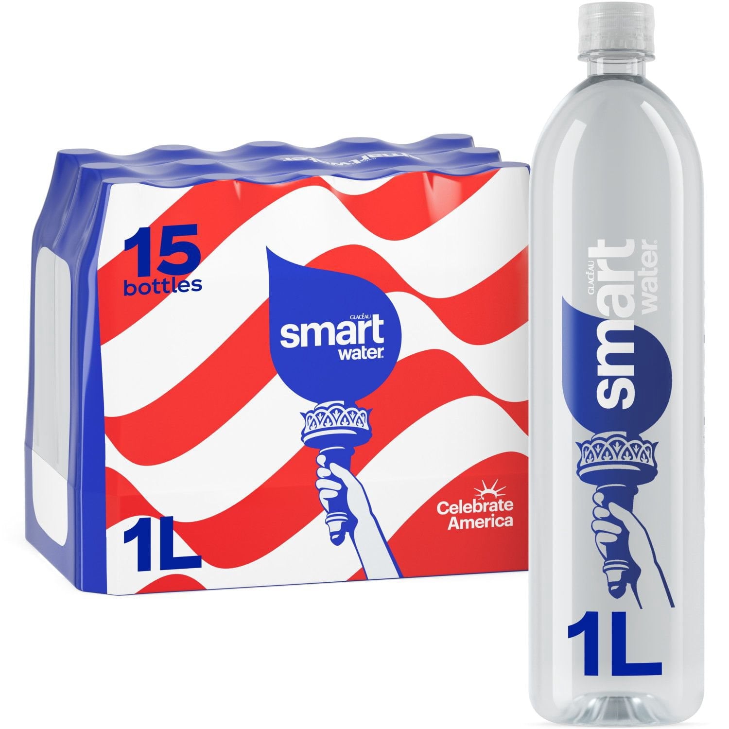 SmartWater Vapor Distilled Premium Water Bottles, 1 L., 15 pk.