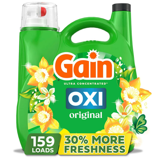 Gain + Oxi Liquid Laundry Detergent, Original – 159 Loads, 170 fl. oz