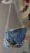 👜 Blue Quilted Denim Mixed Chain Shoulder Bag Purse
