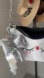 Cute Kawaii Sleepy Face Shoulder Bag White Black Silver Chain Bow Charm NWT