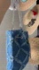Denim Bucket Bag Frayed Patchwork Silver Chain Crossbody Shoulder Purse Blue