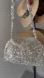 NWT Silver Metallic Beaded Mini Shoulder Bag Y2K Party Evening Purse