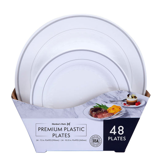 Member's Mark Premium Plastic Heavyweight Plates, Combo Pack 48 Count