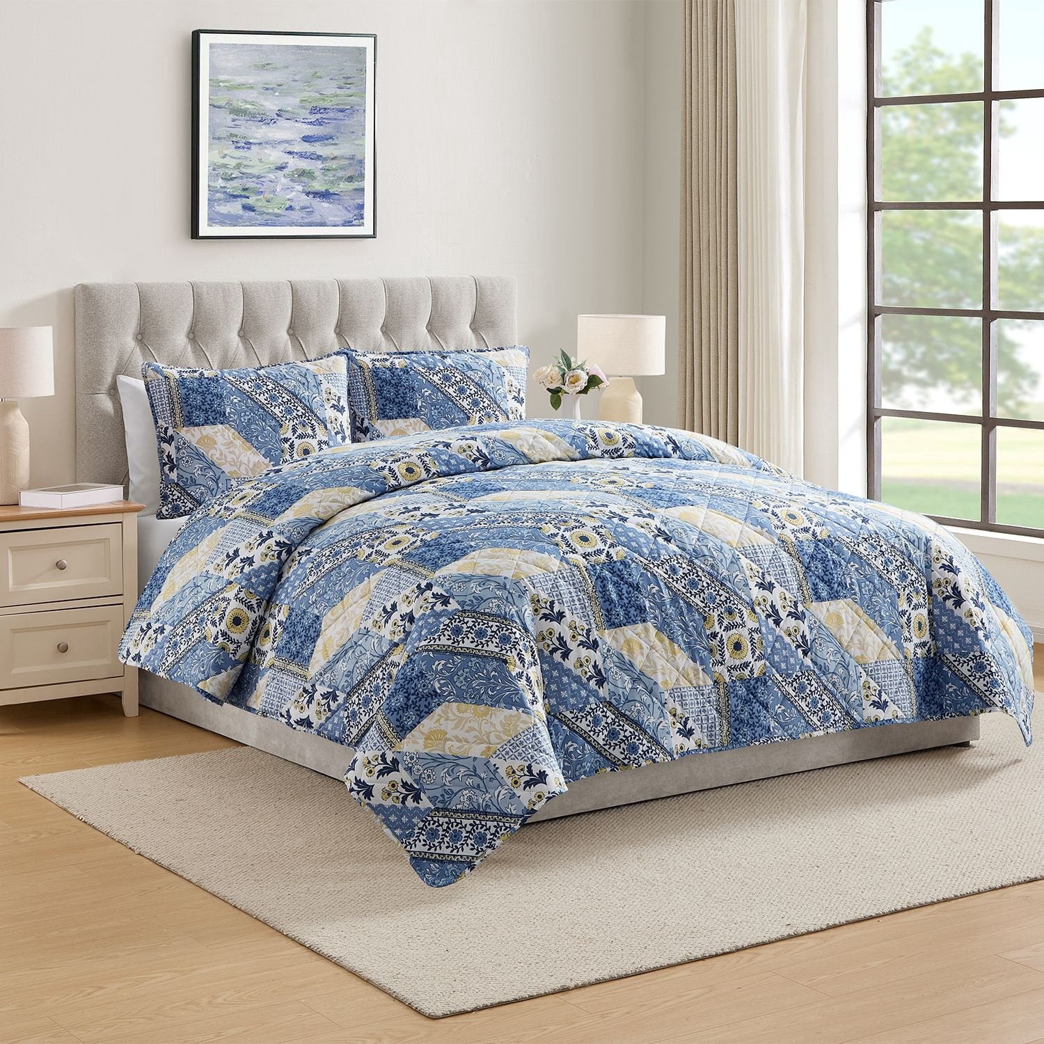 VCNY Home Spring 3-Piece Quilt Sets - Blue/Yellow - KING