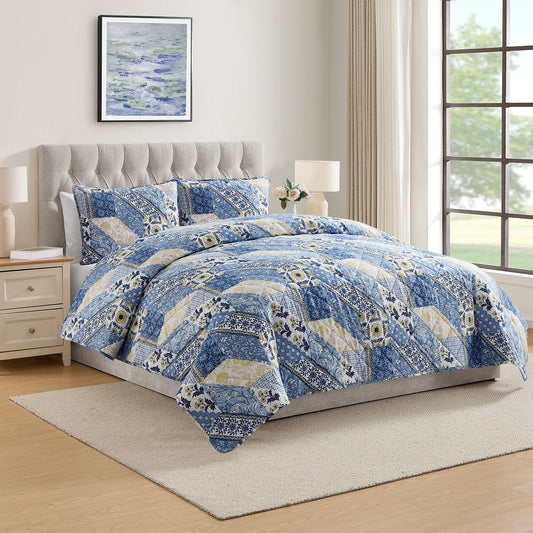 VCNY Home Spring 3-Piece Quilt Sets - Blue/Yellow - KING