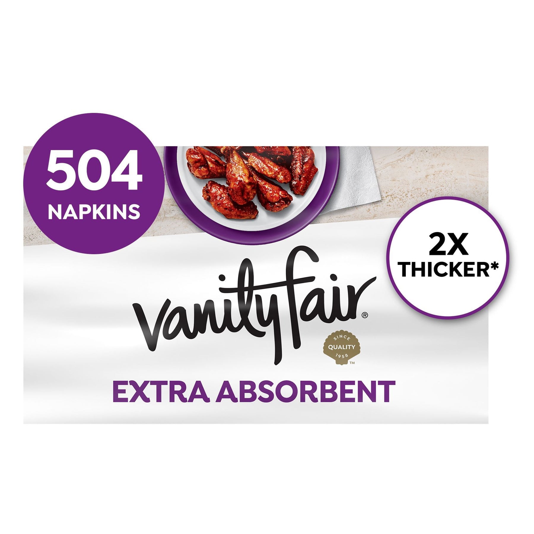 Vanity Fair Extra Absorbent 2-Ply White Paper Napkins – 6 Pack, 504 Count