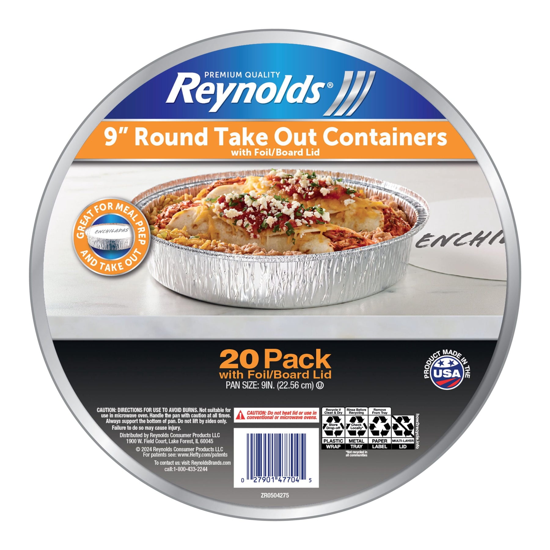 Reynolds Consumer Products Reynolds 9" Round Aluminum Foil Containers with Lids – 20 Count