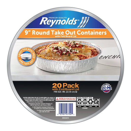 Reynolds Consumer Products Reynolds 9" Round Aluminum Foil Containers with Lids – 20 Count