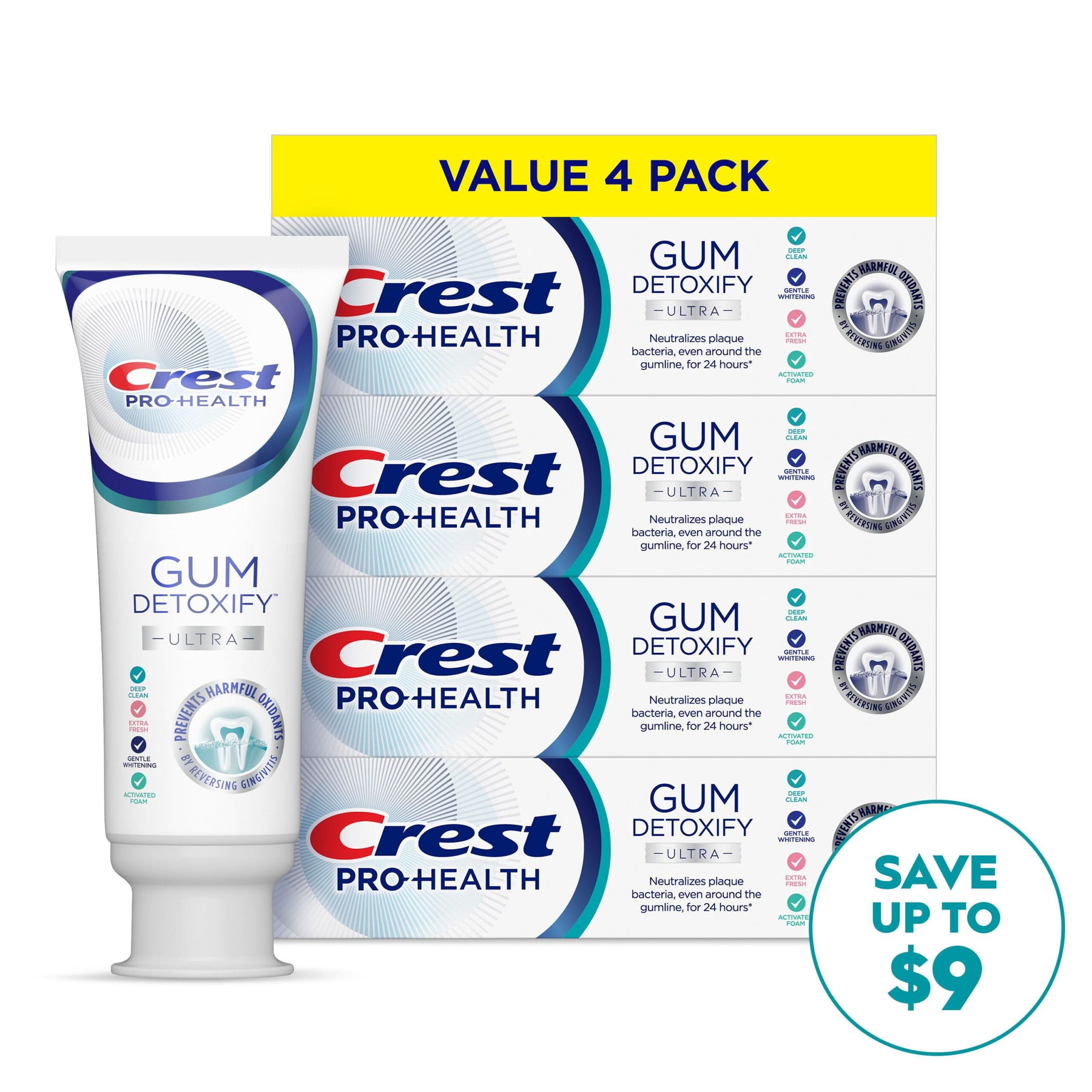 Crest Gum Detoxify Ultra Toothpaste – 4.7 oz, 4 Pack