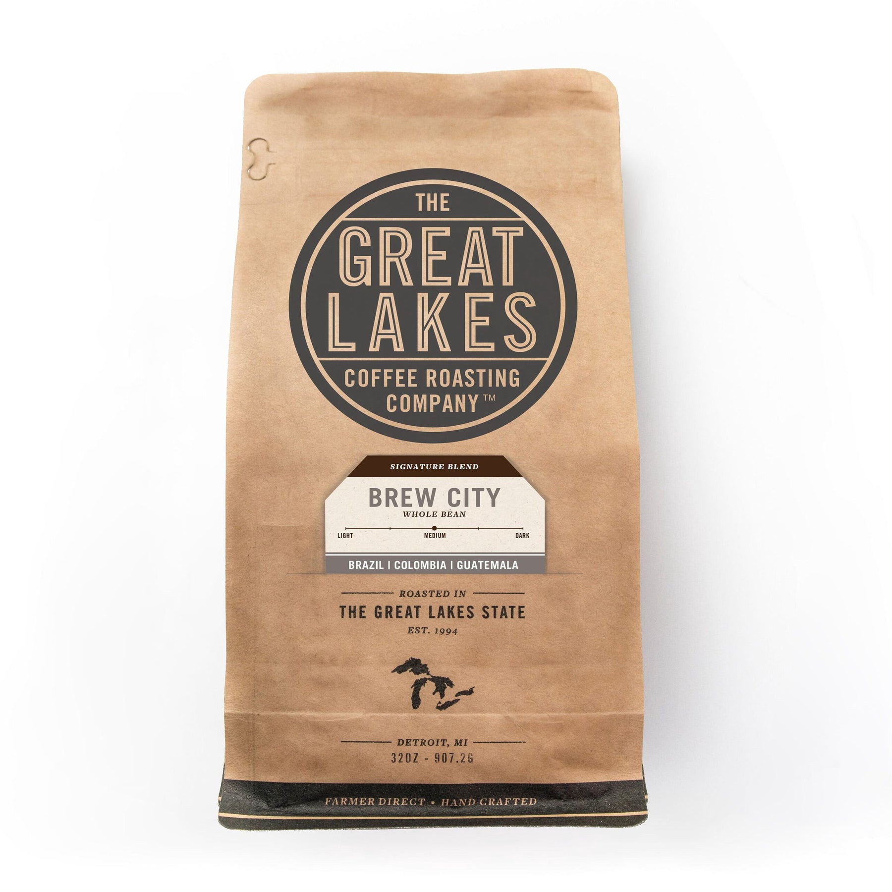 Great Lakes Medium Roast Whole Bean Coffee, Brew City Blend, 32 oz.