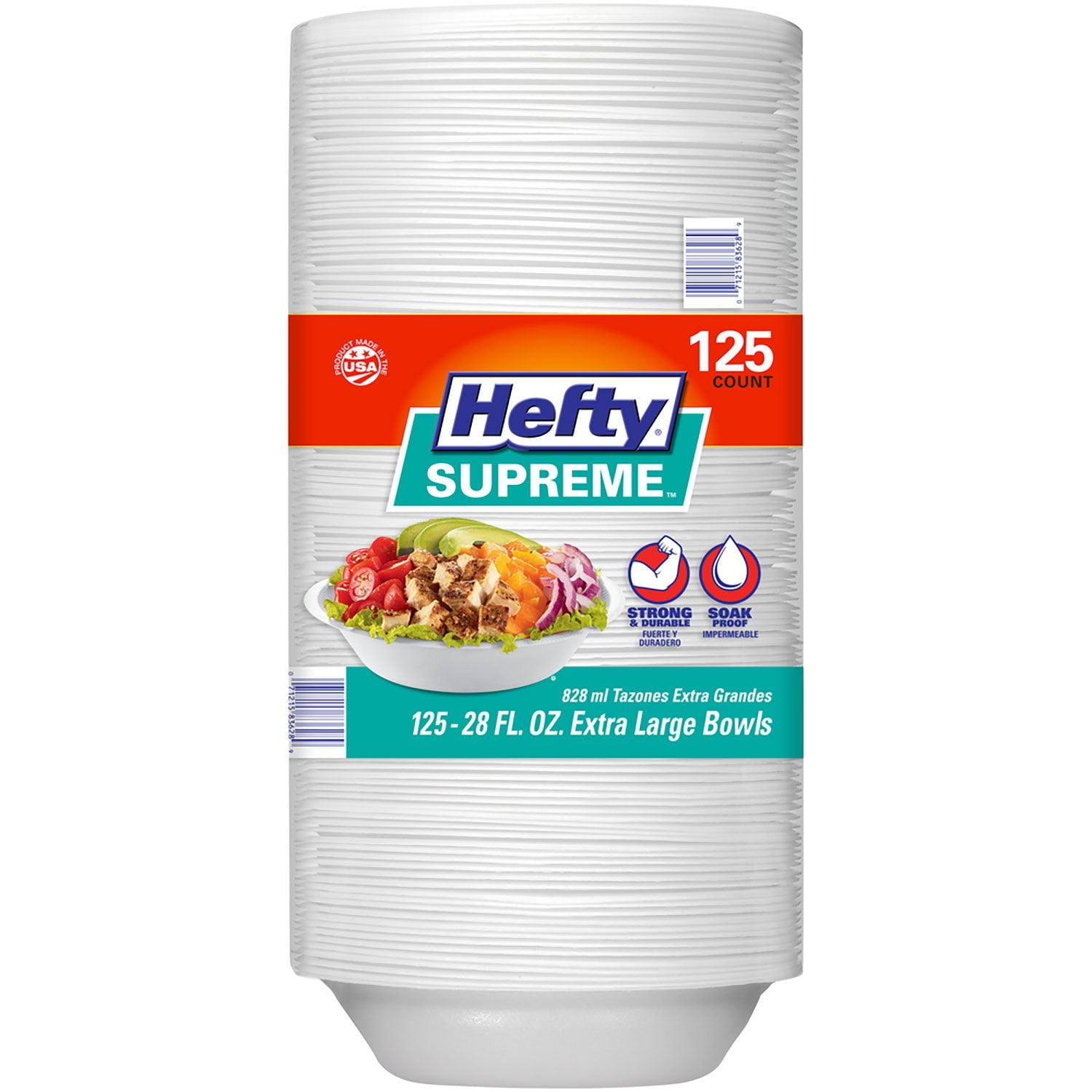 Hefty Supreme Extra Large Foam Bowls – 28 fl oz, 125 Count