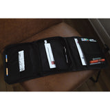 XXL Black Nylon Tri-Fold Bible Cover with Bible Study Organizer, Velcro Closure