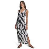 DKNY Women's Linen Maxi Dress - Black - XXL