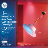 GE Cync reveal® Smart LED Recessed Downlight, Color Changing WiFi Light, Matter Compatible, Works with Alexa and Google Home, 6in