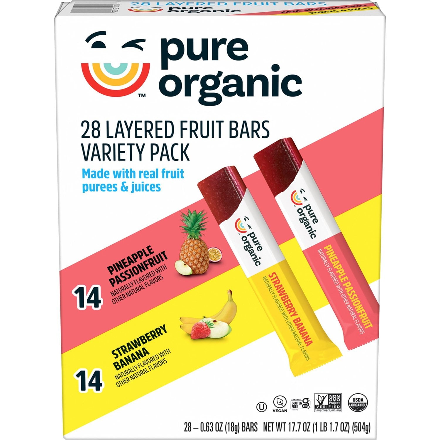 Pure Organic Layered Fruit Bars, Snack Variety Pack, 0.63 oz., 28 pk.