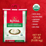 Royal Sona Masoori Organic Rice, 20 lbs.