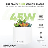 Tech Squared Power Bloom Charging Decorative Plant with Built-in retractable USB-C cable