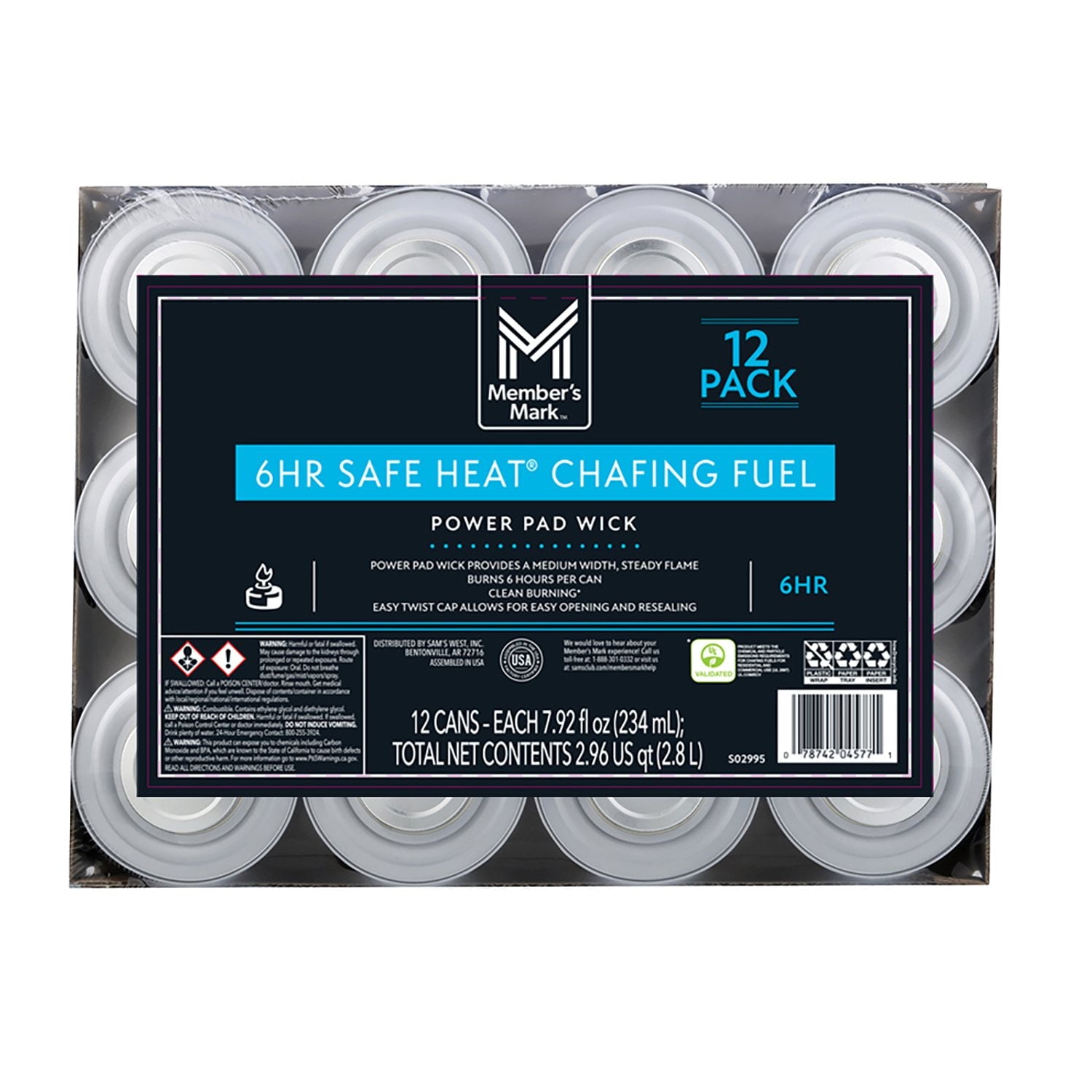 Member's Mark 6-Hour Safe Heat Chafing Fuel with PowerPad – 12 Count