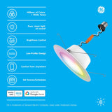 GE Cync reveal® Smart LED Recessed Downlight, Color Changing WiFi Light, Matter Compatible, Works with Alexa and Google Home, 6in