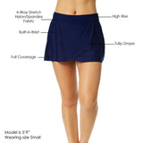 Anne Cole Mid Rise Swim Skort - Black - XXL