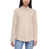 Gap Women's Linen Blend Button-Down Shirt - Red - XXL