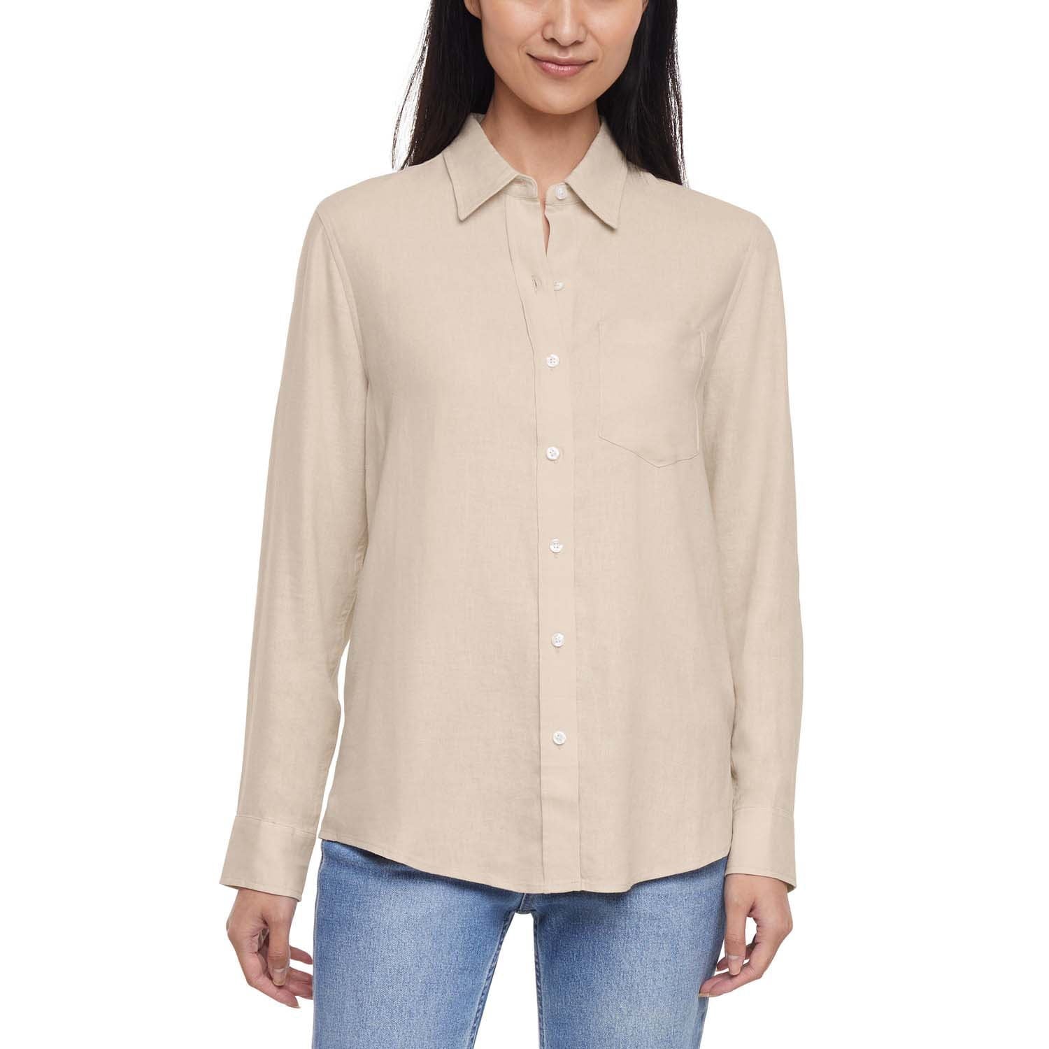 Gap Women's Linen Blend Button-Down Shirt - Red - XXL