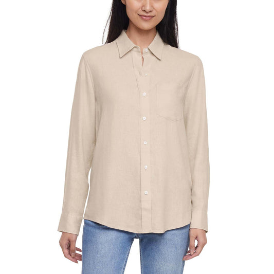 Gap Women's Linen Blend Button-Down Shirt - Red - XXL