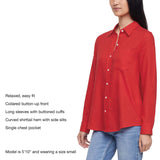 Gap Women's Linen Blend Button-Down Shirt - Red - XXL