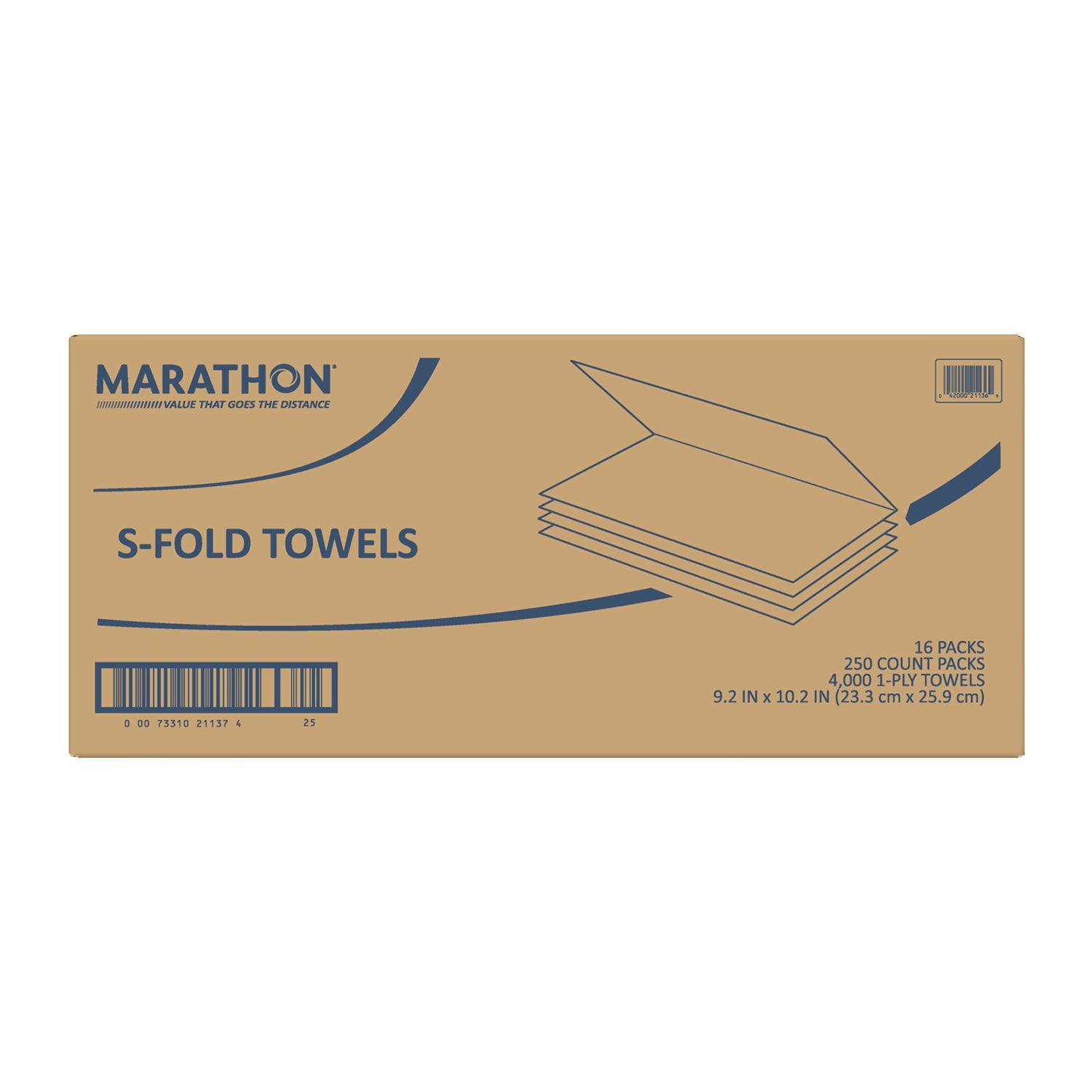 Marathon Singlefold 1-Ply Natural Paper Towels 16 Packs., 250 towels/pk